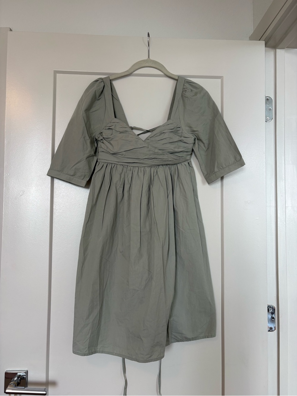 Anthropologie Women’s Sage Green Empire-Waist Mini Dress